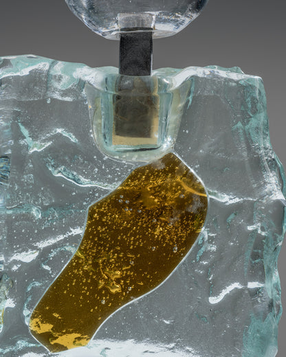 ORANGE GLASS CANDLESTICK, ANDRZEJ RAFALSKI, 1980s