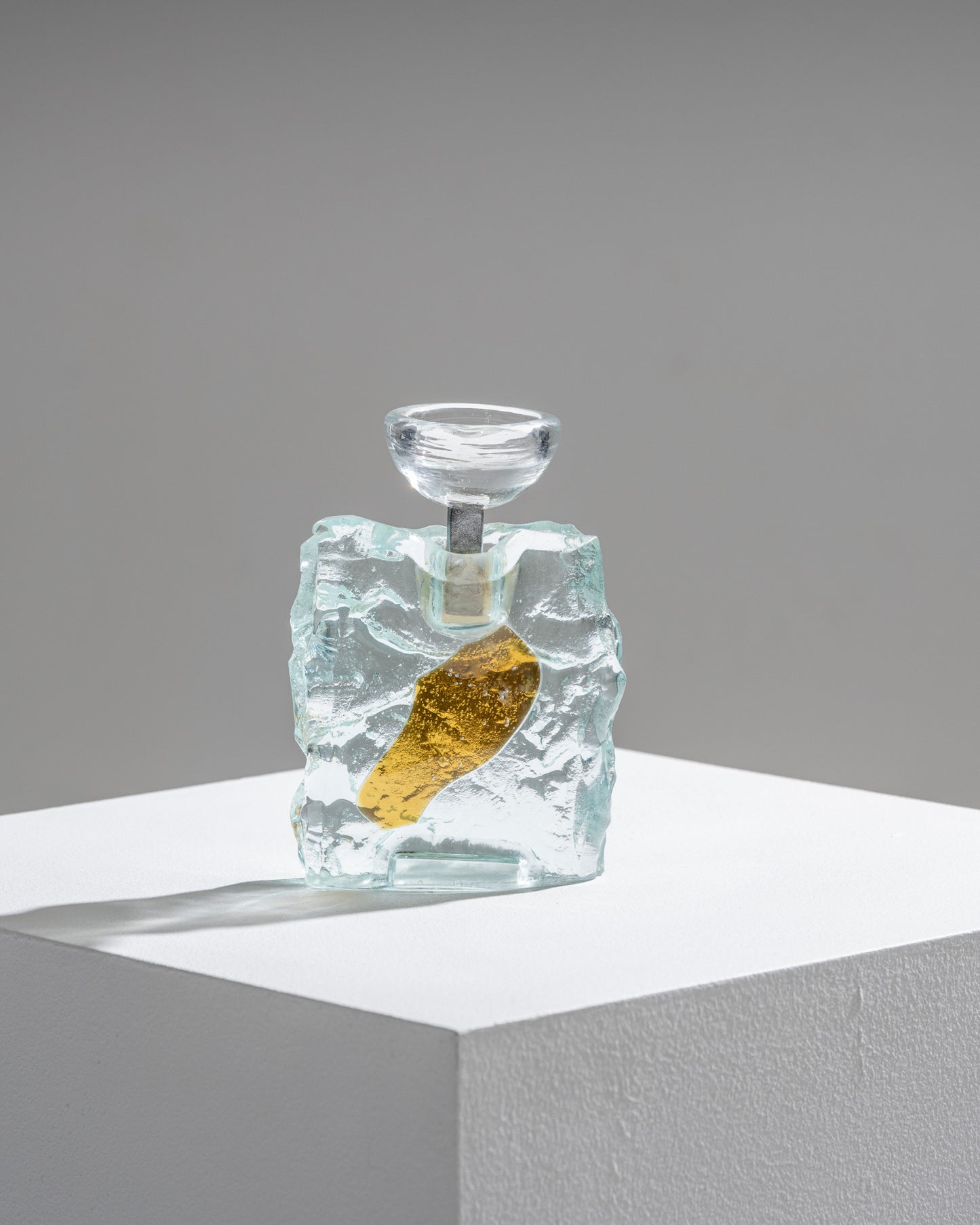 ORANGE GLASS CANDLESTICK, ANDRZEJ RAFALSKI, 1980s