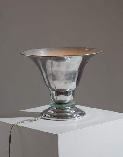 Art Deco lamp in aluminum and glass, 1960s