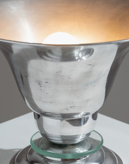 Art Deco lamp in aluminum and glass, 1960s