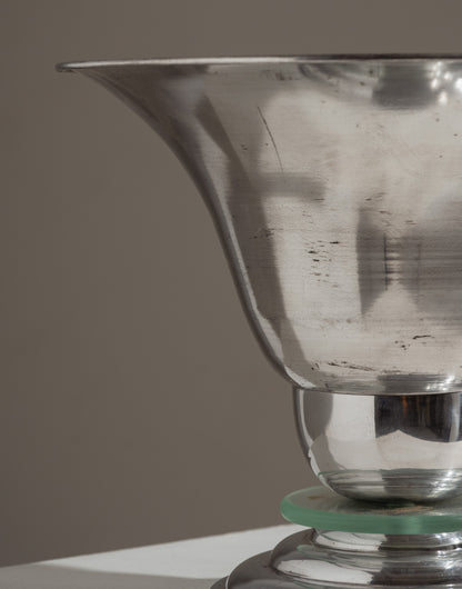 Art Deco lamp in aluminum and glass, 1960s