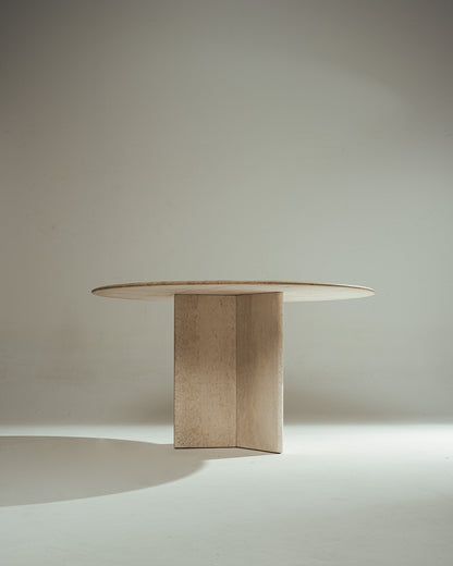 TABLE À MANGER RONDE EN TRAVERTIN, 1980s