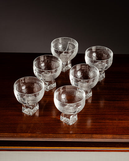 SET OF 6 CRYSTAL GLASSES, TADDEI, 1960s