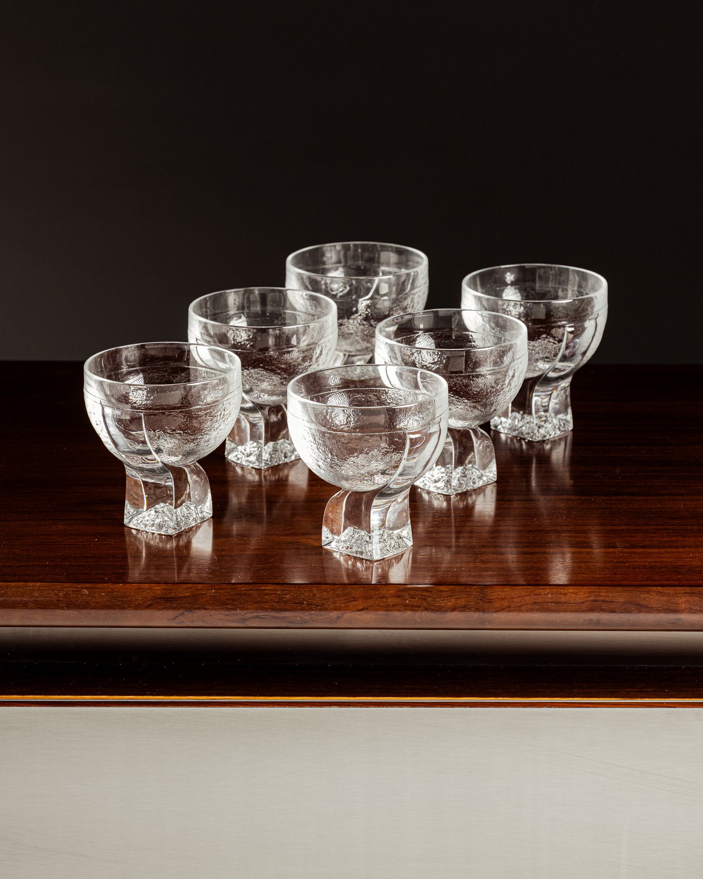 SET OF 6 CRYSTAL GLASSES, TADDEI, 1960s