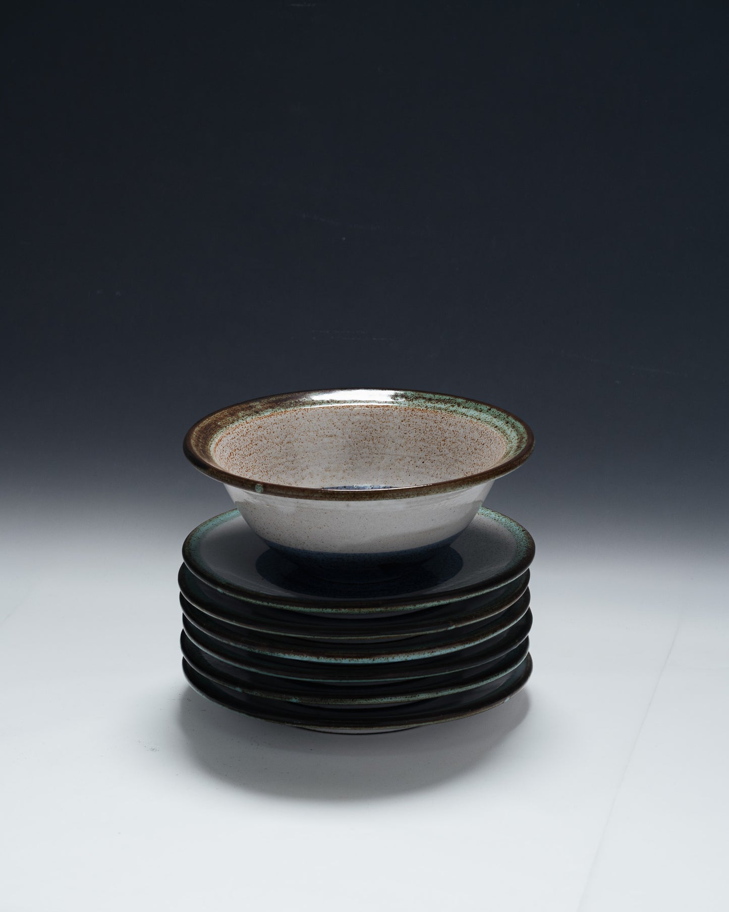 DINNER SERVICE FOR 6 PLATES AND A PLATTER, LA ROUE, VALLAURIS, 1950s