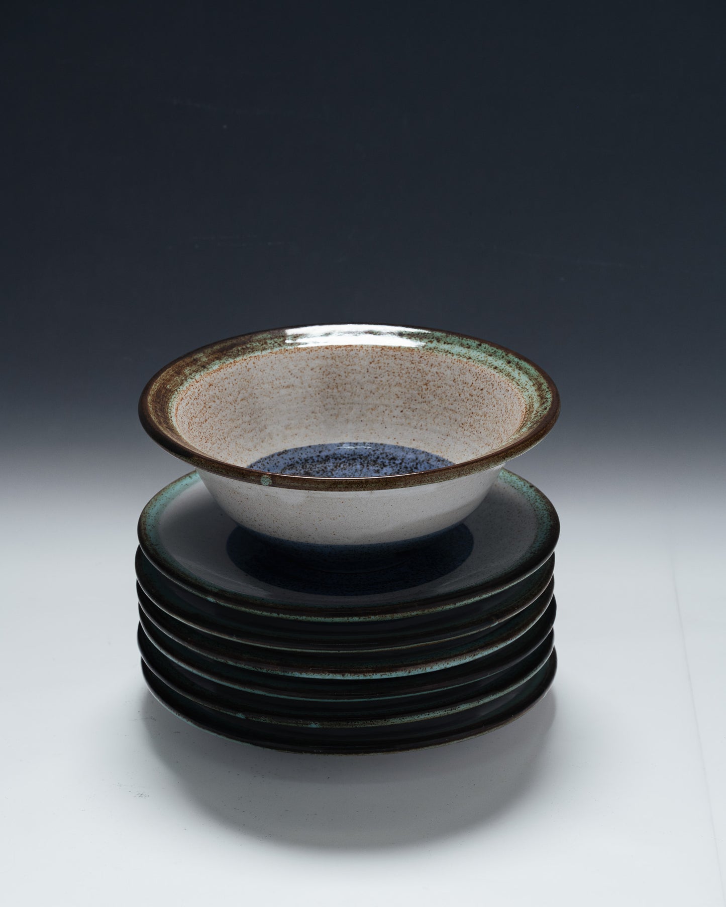 DINNER SERVICE FOR 6 PLATES AND A PLATTER, LA ROUE, VALLAURIS, 1950s