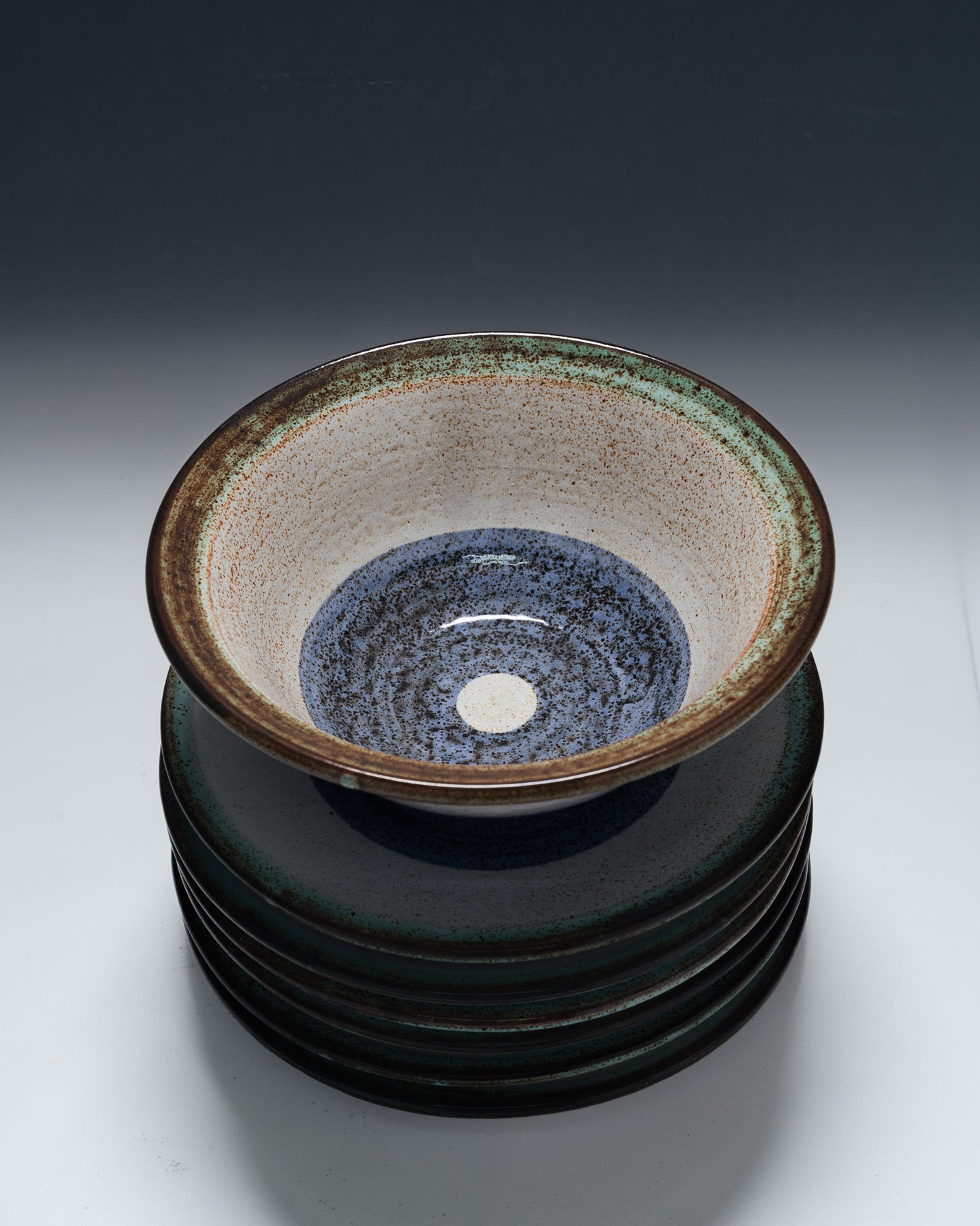 DINNER SERVICE FOR 6 PLATES AND A PLATTER, LA ROUE, VALLAURIS, 1950s