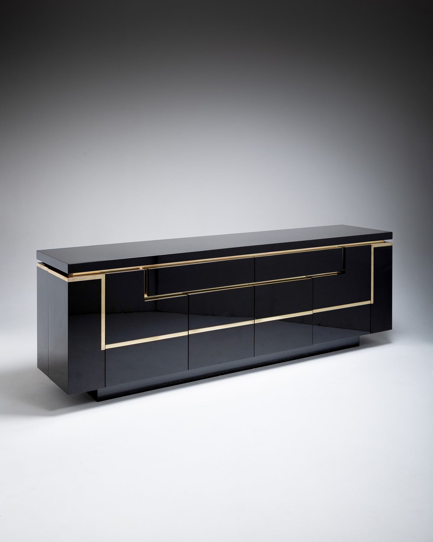 BLACK LACQUERED SIDEBOARD, JEAN-CLAUDE MAHEY, 1970s