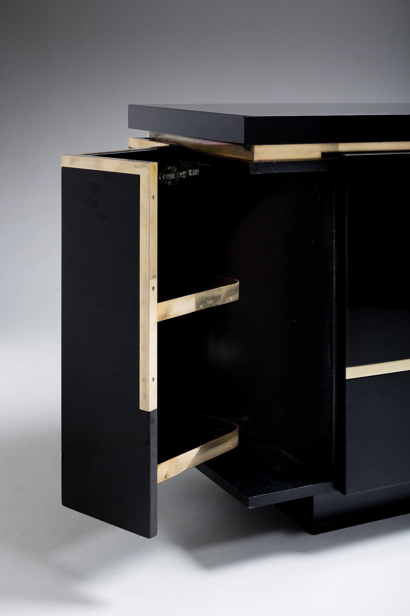 BLACK LACQUERED SIDEBOARD, JEAN-CLAUDE MAHEY, 1970s