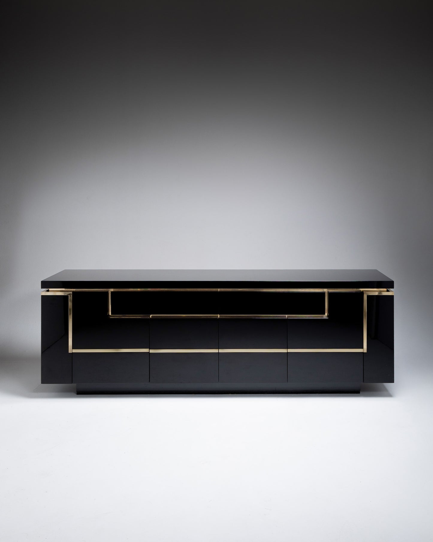 BLACK LACQUERED SIDEBOARD, JEAN-CLAUDE MAHEY, 1970s