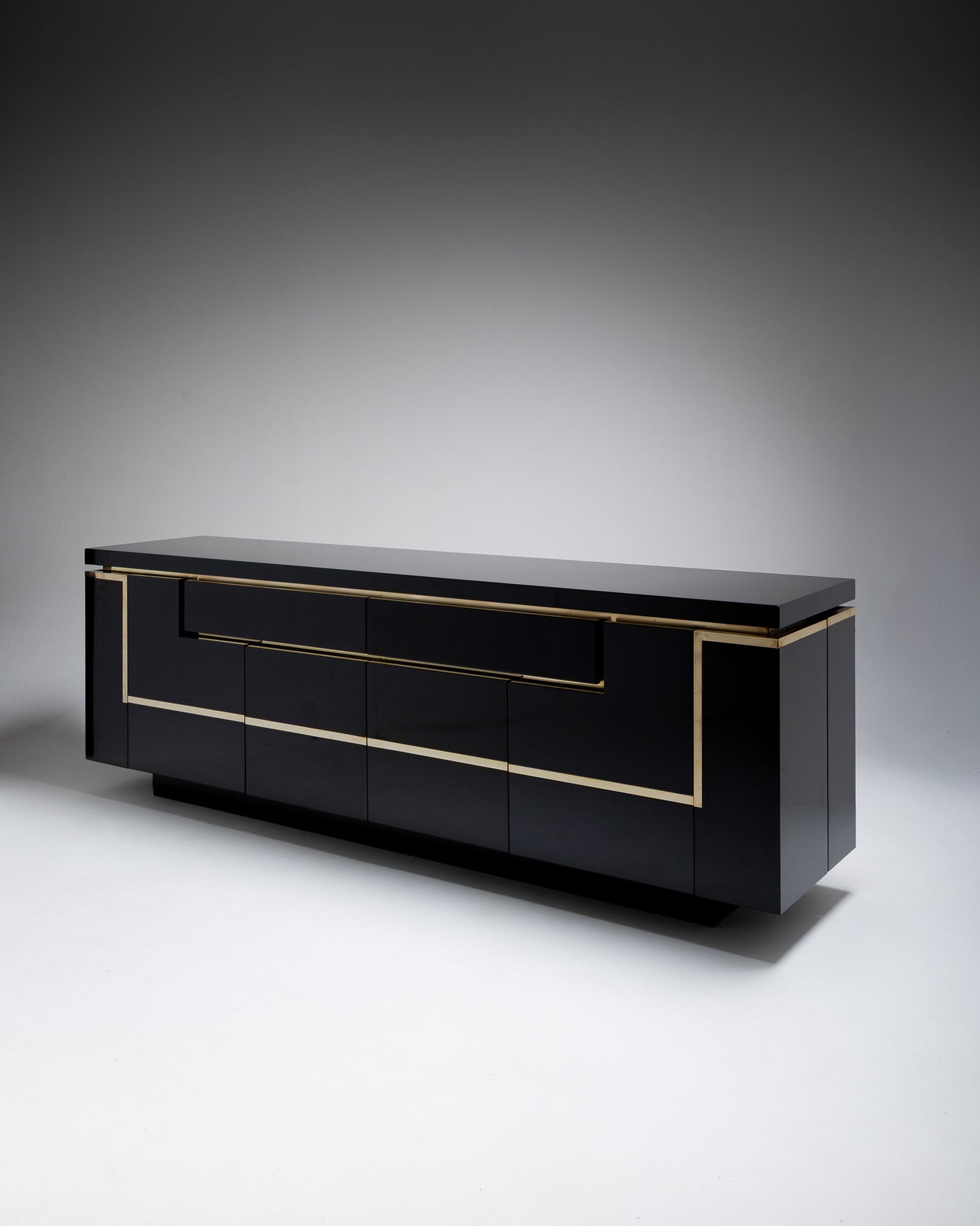 BLACK LACQUERED SIDEBOARD, JEAN-CLAUDE MAHEY, 1970s