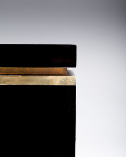 BLACK LACQUERED SIDEBOARD, JEAN-CLAUDE MAHEY, 1970s