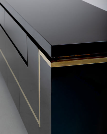 BLACK LACQUERED SIDEBOARD, JEAN-CLAUDE MAHEY, 1970s