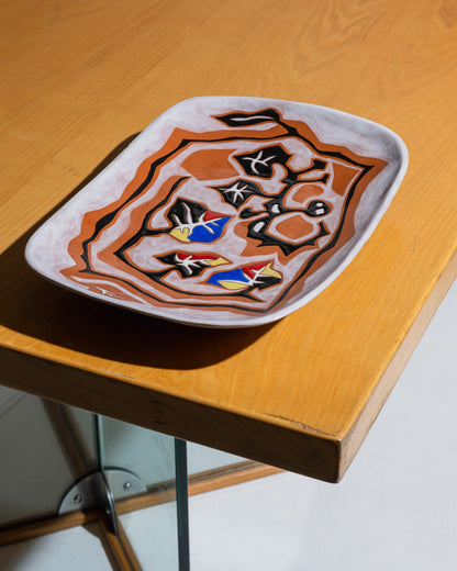RECTANGULAR CERAMIC DISH, JEAN LURÇAT, 1950s
