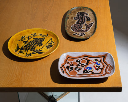 PLAT ROND EN CÉRAMIQUE, JEAN LURÇAT, 1950s