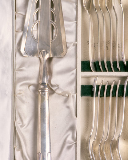 SILVER METAL DESSERT SERVICE, HENRI CARRAUD