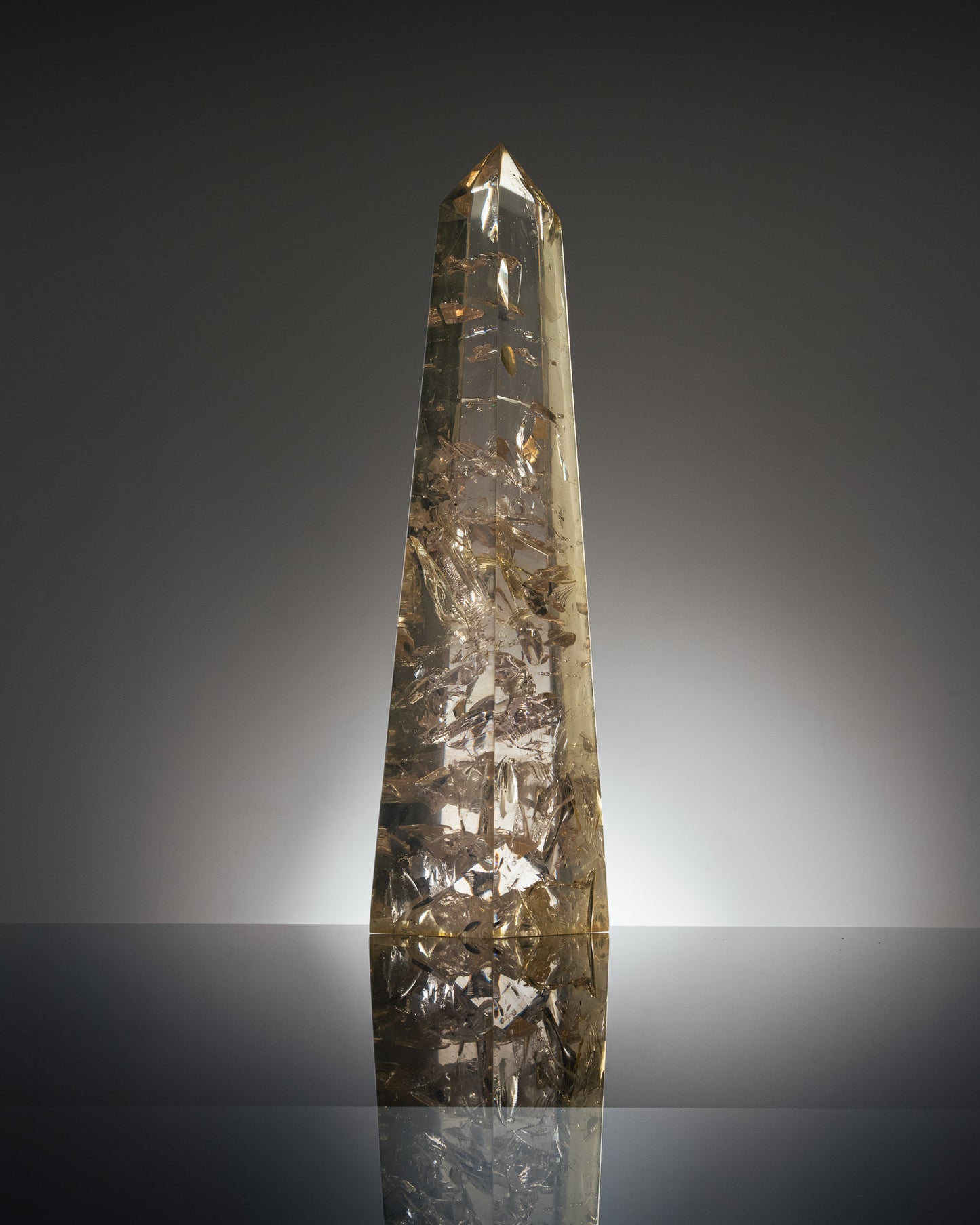 LARGE RESIN OBELISK, GIRAUDON, 1970s