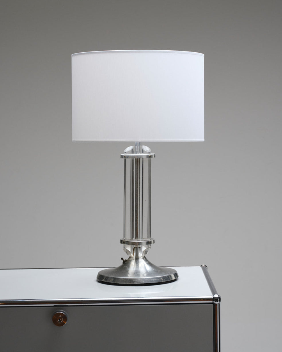 Plexiglass and metal art deco lamp, 1930s