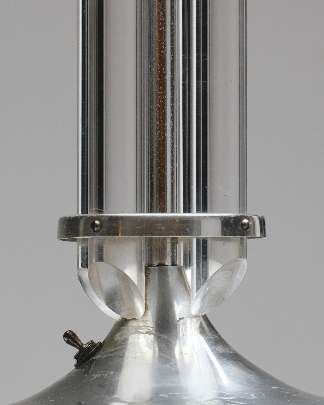 Plexiglass and metal art deco lamp, 1930s