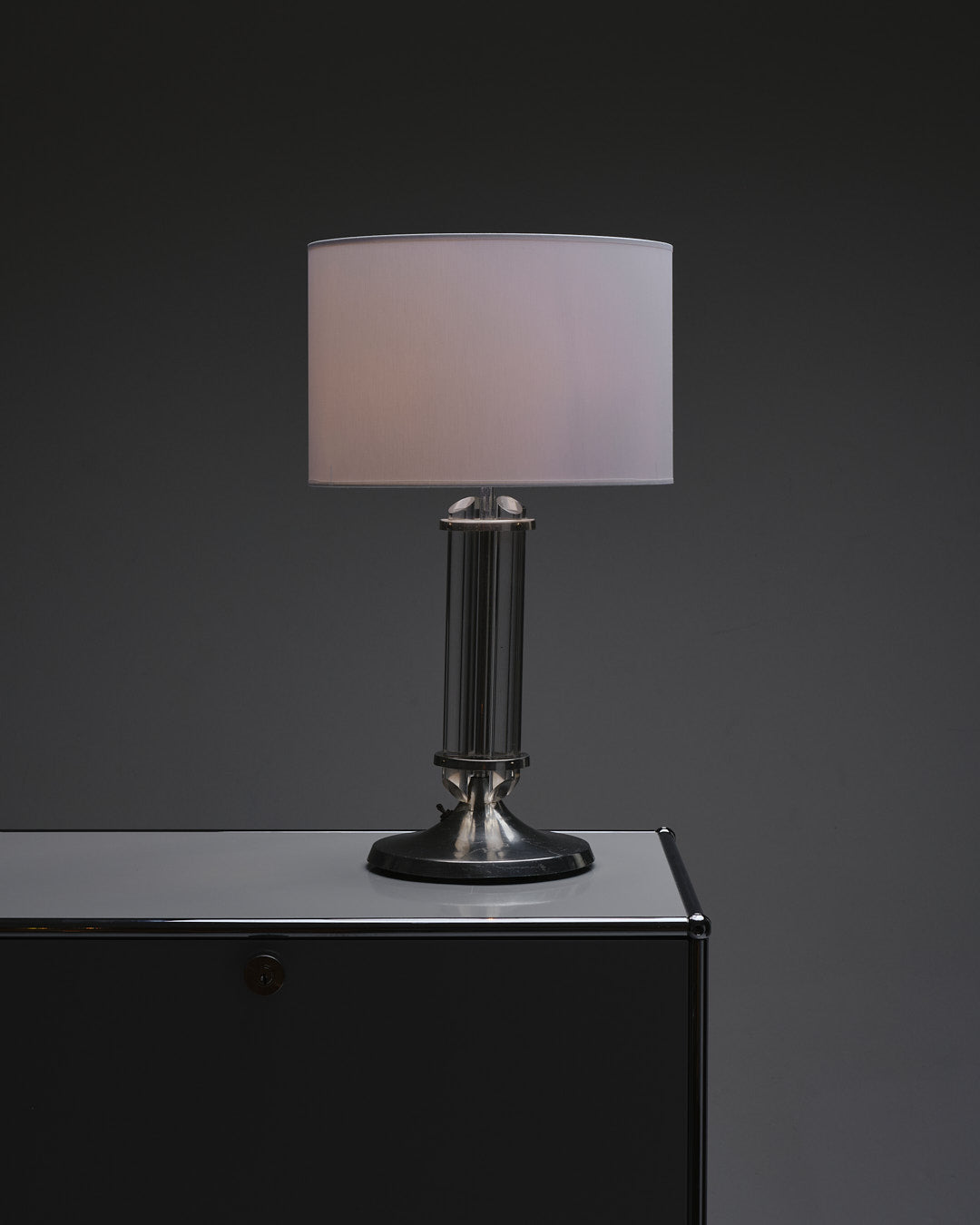 Plexiglass and metal art deco lamp, 1930s