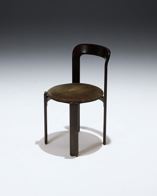 WOOD AND FABRIC CHAIR, BRUNO REY, 1970s