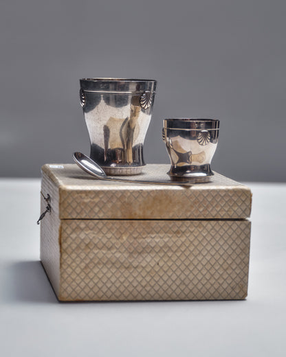 CHRISTOFLE SILVER-PLATED METAL BIRTH GIFT SET