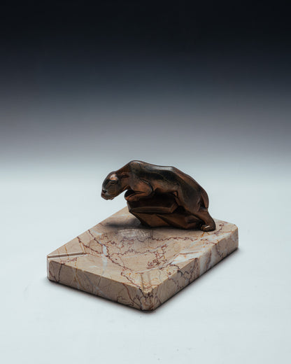 CENDRIER ART DÉCO EN MARBRE ET RÉGULE, 1930s