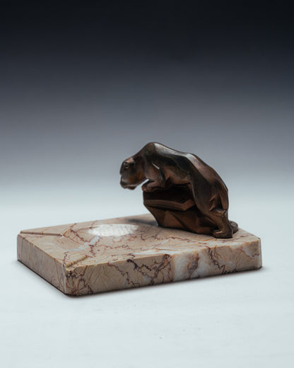 CENDRIER ART DÉCO EN MARBRE ET RÉGULE, 1930s