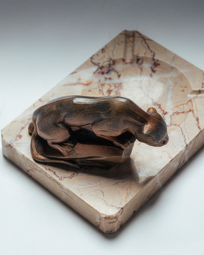 CENDRIER ART DÉCO EN MARBRE ET RÉGULE, 1930s