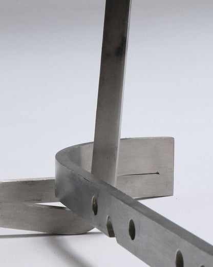 PAIRE DE CHENETS MODERNISTES EN ACIER BROSSÉ, 1970s