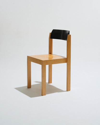 Set of 8 stackable wooden chairs, 1950s