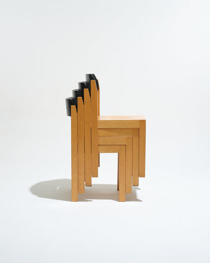 SET DE 4 CHAISES EMPILABLES EN BOIS, 1950s