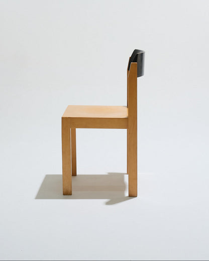 Set of 8 stackable wooden chairs, 1950s