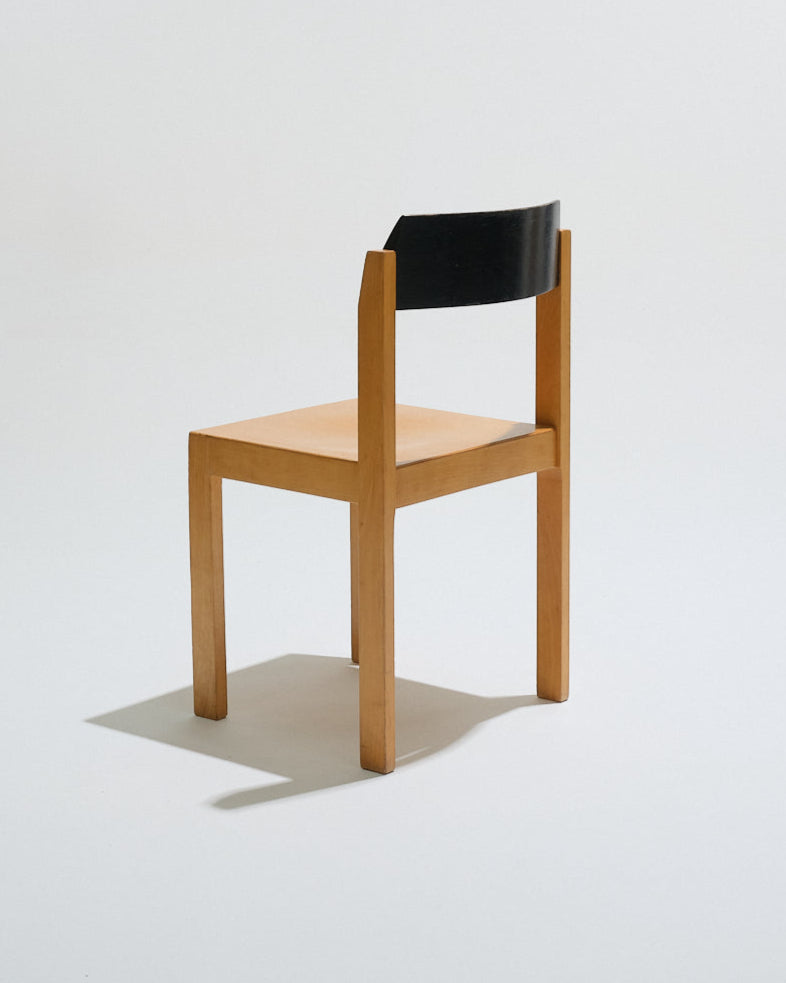 Set of 8 stackable wooden chairs, 1950s