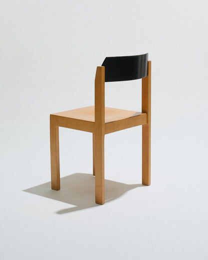 Set of 8 stackable wooden chairs, 1950s