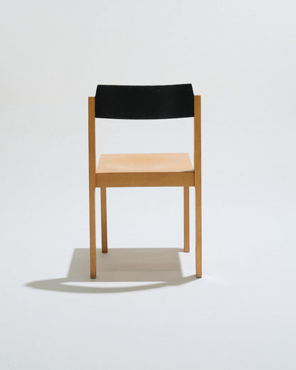 Set of 8 stackable wooden chairs, 1950s