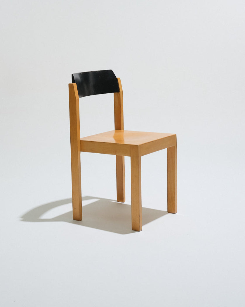 Set of 8 stackable wooden chairs, 1950s