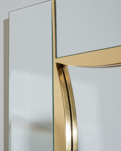 CLOISONNÉ GLASS AND BRASS MIRROR, 1970s