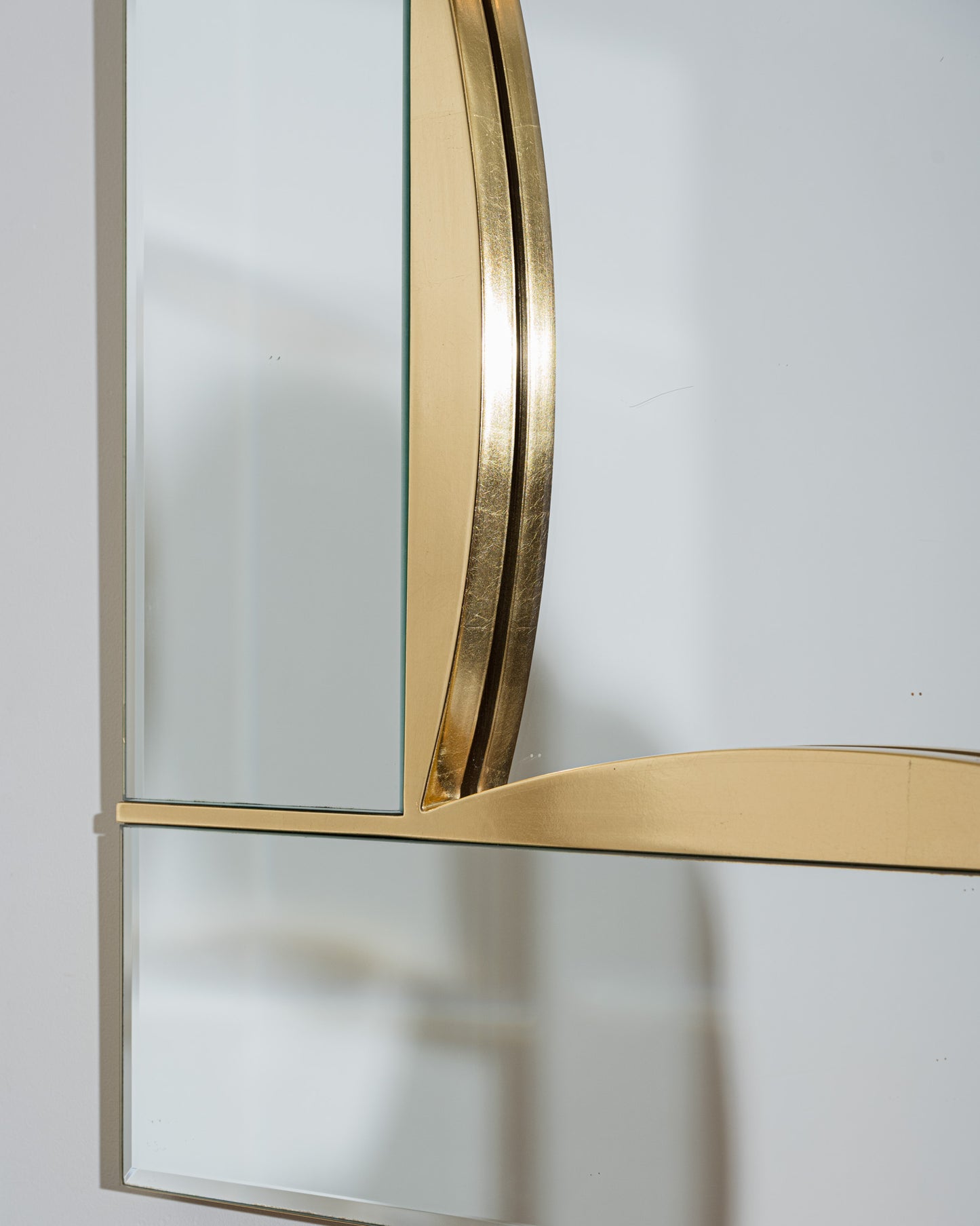 CLOISONNÉ GLASS AND BRASS MIRROR, 1970s