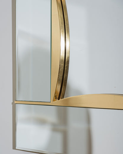 CLOISONNÉ GLASS AND BRASS MIRROR, 1970s