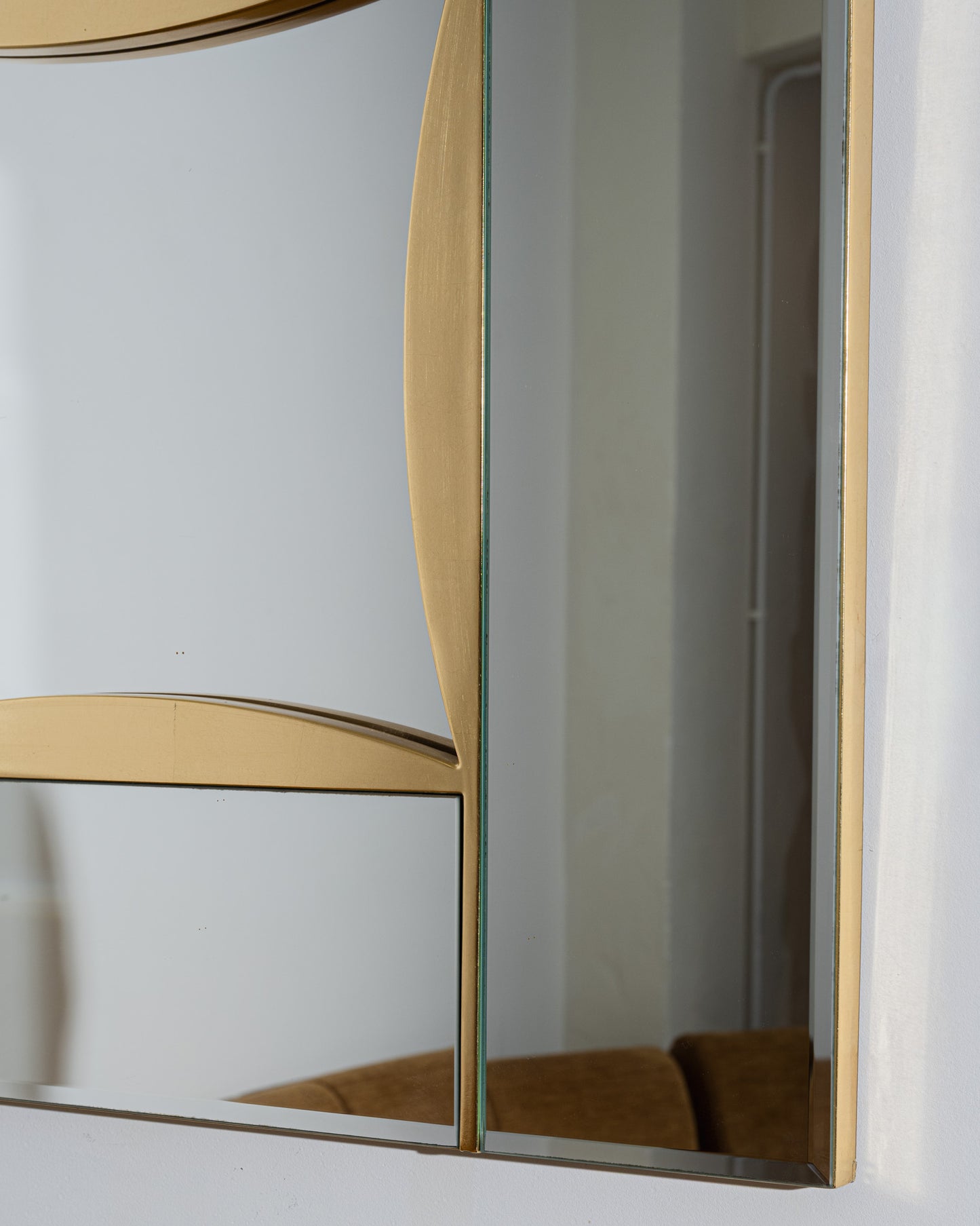 CLOISONNÉ GLASS AND BRASS MIRROR, 1970s