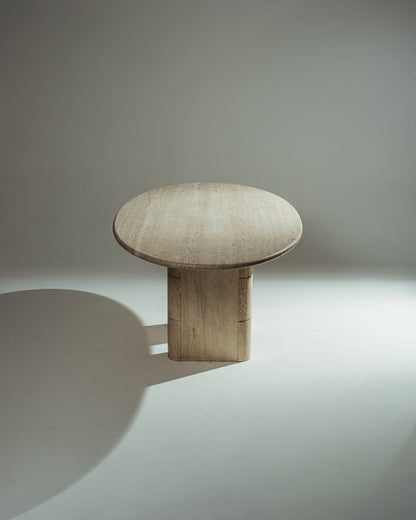 OVAL TRAVERTINE DINING TABLE, ROCHE-BOBOIS, 1970s 