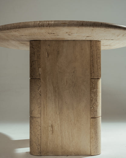 OVAL TRAVERTINE DINING TABLE, ROCHE-BOBOIS, 1970s 