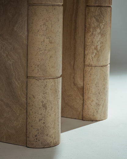 OVAL TRAVERTINE DINING TABLE, ROCHE-BOBOIS, 1970s 