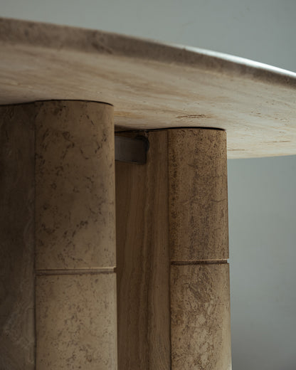 OVAL TRAVERTINE DINING TABLE, ROCHE-BOBOIS, 1970s 