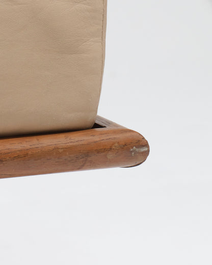 DAYBED EN CUIR BEIGE ET TRAVERTIN, 1980s