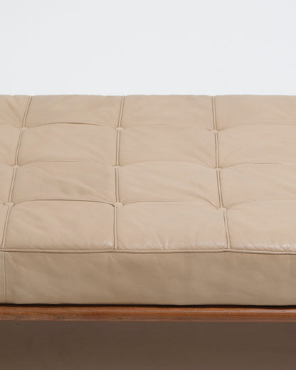 DAYBED EN CUIR BEIGE ET TRAVERTIN, 1980s