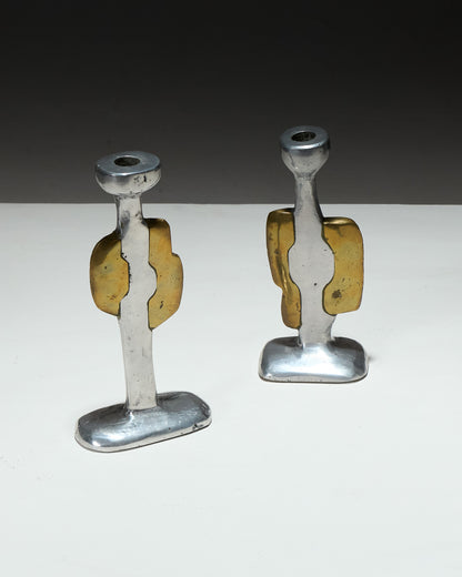 PAIR OF BRUTALIST CANDLESTICKS, 1970s 