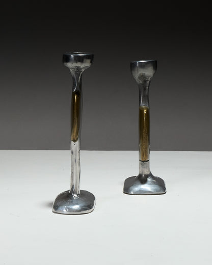 PAIR OF BRUTALIST CANDLESTICKS, 1970s 