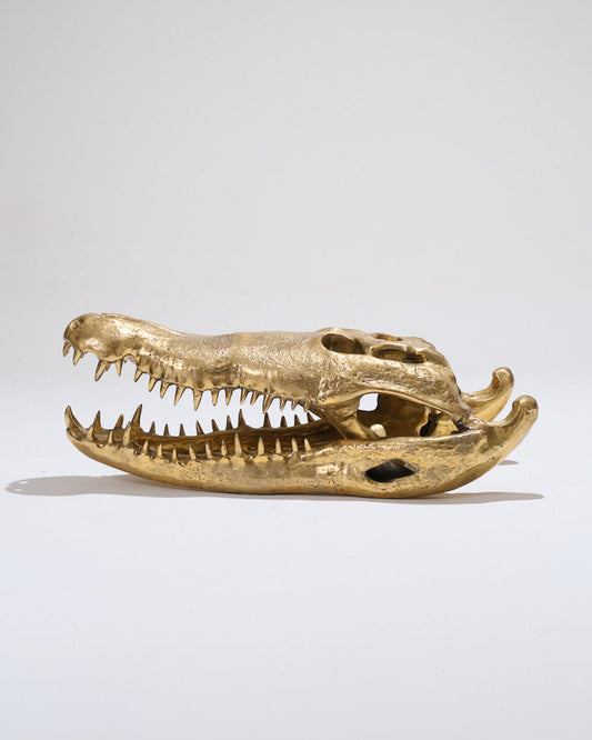 LARGE BRASS CROCODILE HEAD, 1980s
